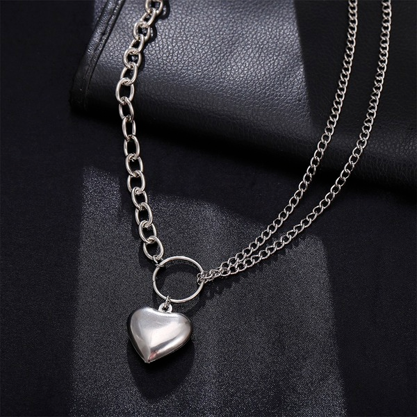 Bulk Jewelry Wholesale silver peach heart retro heart letter pendant alloy necklace JDC-NE-F348 Wholesale factory from China YIWU China