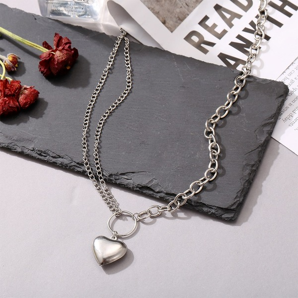 Bulk Jewelry Wholesale silver peach heart retro heart letter pendant alloy necklace JDC-NE-F348 Wholesale factory from China YIWU China