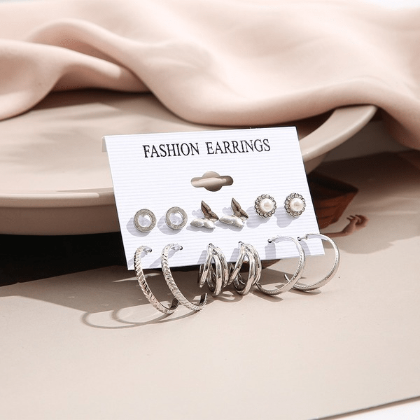 Wholesale silver pearl earring set JDC-ES-F625 Earrings 韩之尚 Wholesale Jewelry JoyasDeChina Joyas De China
