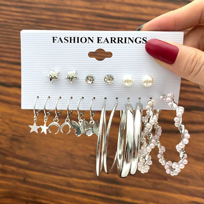 Wholesale silver pearl earring set JDC-ES-F627 Earrings 韩之尚 54704 Wholesale Jewelry JoyasDeChina Joyas De China