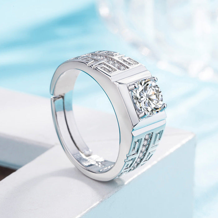 Wholesale silver plated couple rings JDC-RS-YZM011 Rings 伊之美 male adjustable Wholesale Jewelry JoyasDeChina Joyas De China