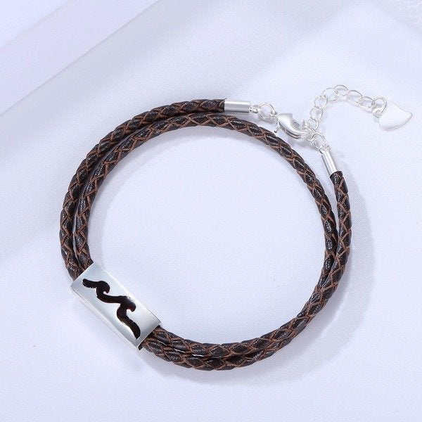Wholesale silver-plated leather rope couple bracelet JDC-BT-YZM016 Bracelet 伊之美 Wholesale Jewelry JoyasDeChina Joyas De China