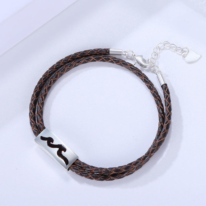 Wholesale silver-plated leather rope couple bracelet JDC-BT-YZM016 Bracelet 伊之美 female Wholesale Jewelry JoyasDeChina Joyas De China