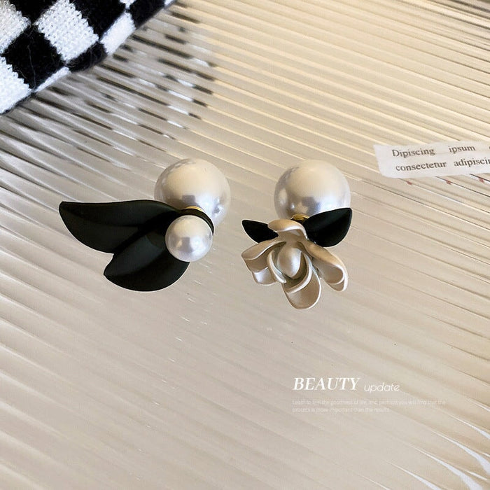 Wholesale Silver Post Asymmetric Pearl Alloy Rhinestone Earrings JDC-ES-BY175 Earrings 宝钰 Wholesale Jewelry JoyasDeChina Joyas De China