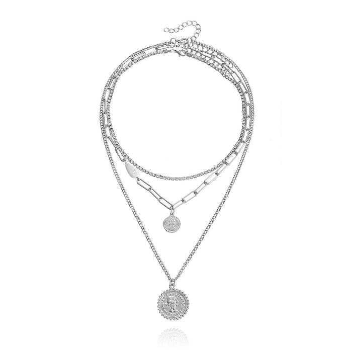 Wholesale silver queen pendant alloy necklaces JDC-NE-ZW023 necklaces JoyasDeChina white K Wholesale Jewelry JoyasDeChina Joyas De China