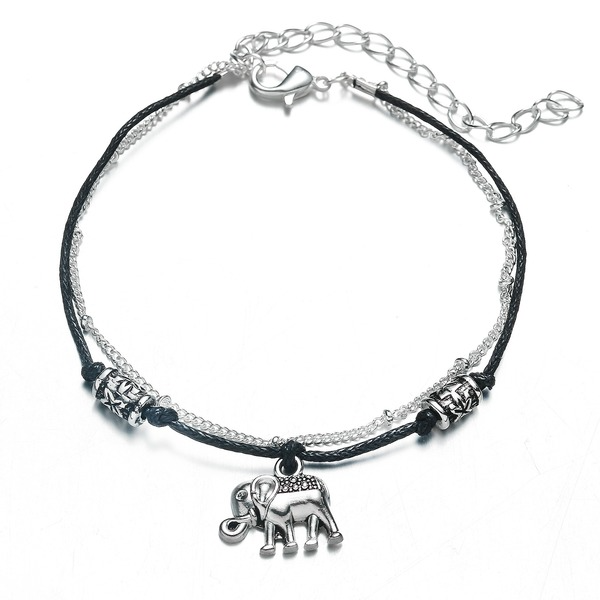 Bulk Jewelry Wholesale silver retro beach double layer elephant alloy Anklet JDC-AS-F434 Wholesale factory from China YIWU China