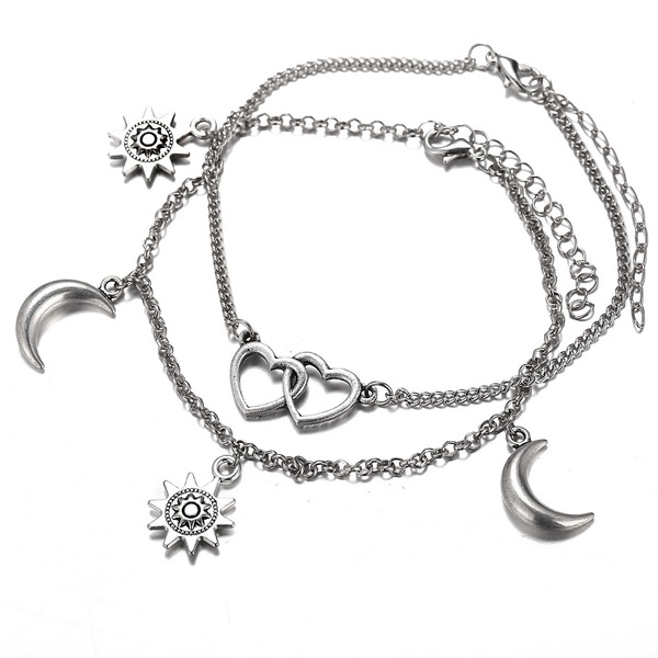 Bulk Jewelry Wholesale Silver Retro Love Moon Sun Alloy Anklet JDC-AS-F419 Wholesale factory from China YIWU China