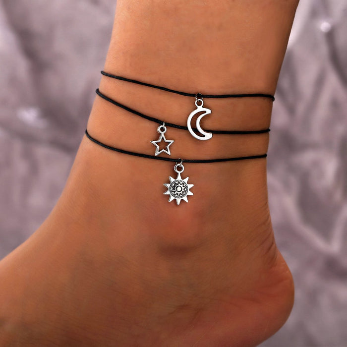 Bulk Jewelry Wholesale Silver Retro Love Moon Sun Alloy Anklet JDC-AS-F419 Wholesale factory from China YIWU China