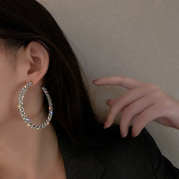 Wholesale silver rhinestone earrings JDC-ES-YWJQ006 Earrings 精巧 Wholesale Jewelry JoyasDeChina Joyas De China