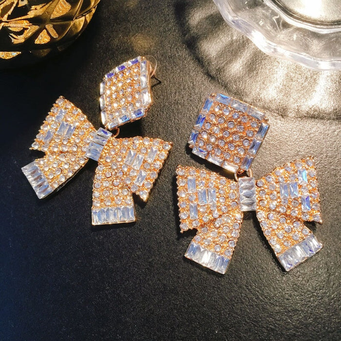 Wholesale Silver Rhinestone Steel Pin Earrings JDC-ES-ZhanS001 Earrings 瞻盛 Wholesale Jewelry JoyasDeChina Joyas De China