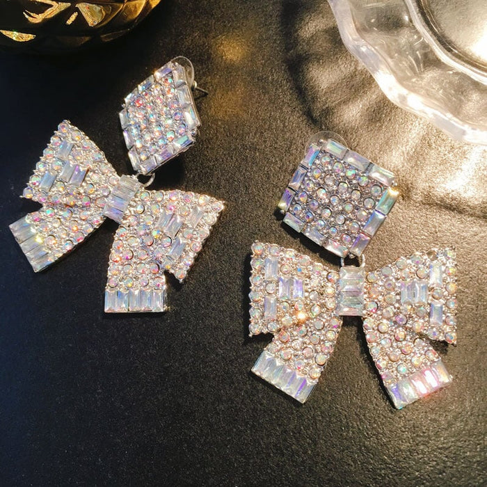 Wholesale Silver Rhinestone Steel Pin Earrings JDC-ES-ZhanS001 Earrings 瞻盛 Wholesale Jewelry JoyasDeChina Joyas De China