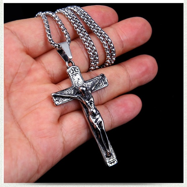Bulk Jewelry Wholesale silver stainless steel Cross Pendant Necklace JDC-MNE-BS022 Wholesale factory from China YIWU China