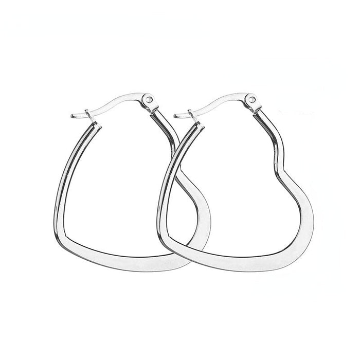 Wholesale Silver Stainless Steel Heart Earrings JDC-ES-RXSFL006 Earrings 尚芙乐 Flat wire 35mm / pair Wholesale Jewelry JoyasDeChina Joyas De China