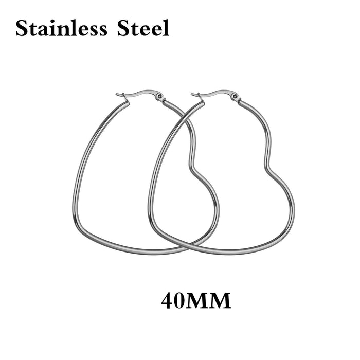 Wholesale Silver Stainless Steel Heart Earrings JDC-ES-RXSFL006 Earrings 尚芙乐 Round line love 40mm/ pair Wholesale Jewelry JoyasDeChina Joyas De China