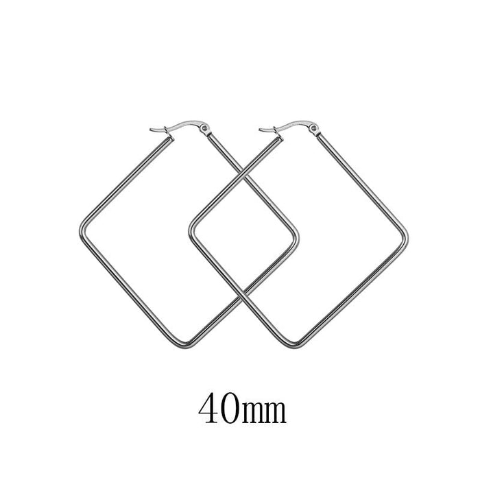 Wholesale Silver Stainless Steel Heart Earrings JDC-ES-RXSFL006 Earrings 尚芙乐 Square 40mm / pair Wholesale Jewelry JoyasDeChina Joyas De China