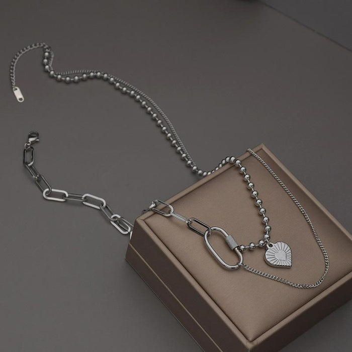 Bulk Jewelry Wholesale silver stainless steel love pendant necklace  JDC-NE-L014 Wholesale factory from China YIWU China