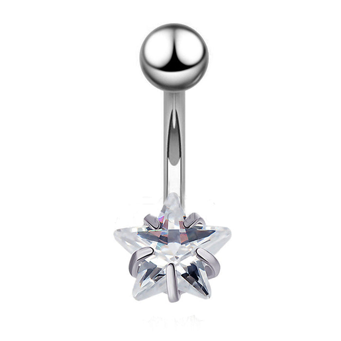 Wholesale silver stainless steel navel piercing jewelry MOQ≥2 JDC-NV-Chengy002 Piercings 辰亚 star(moq2) Wholesale Jewelry JoyasDeChina Joyas De China