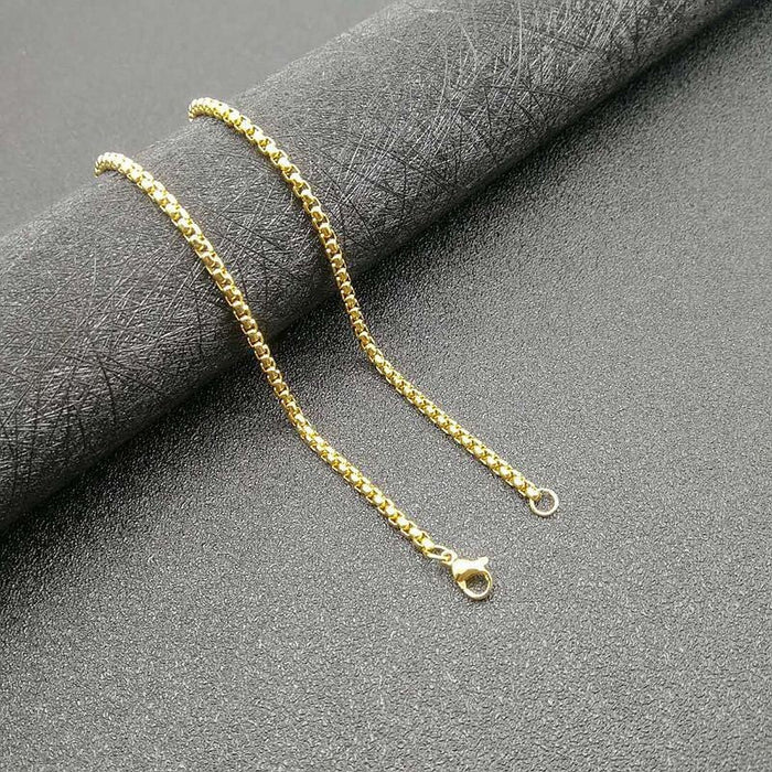 Wholesale silver stainless steel necklace JDC-NE-FY044 Necklaces 福友 Gold 3mm * 61cm stainless steel chain Wholesale Jewelry JoyasDeChina Joyas De China