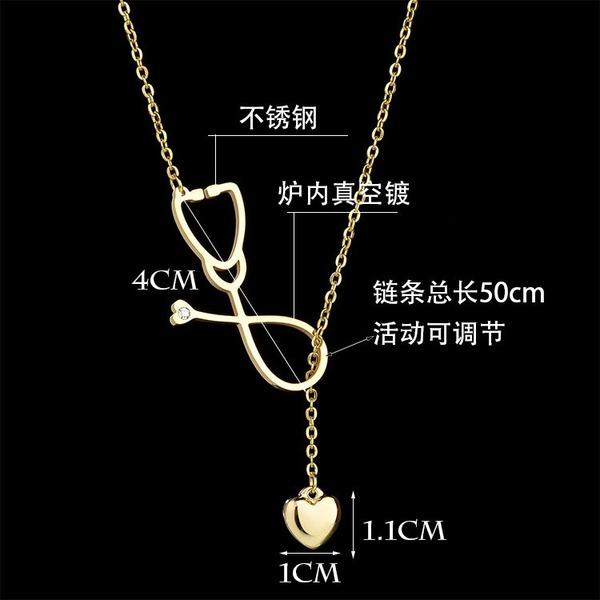 Wholesale silver stainless steel stethoscope Doctor necklace JDC-NE-GSSFL011 necklaces JoyasDeChina Wholesale Jewelry JoyasDeChina Joyas De China