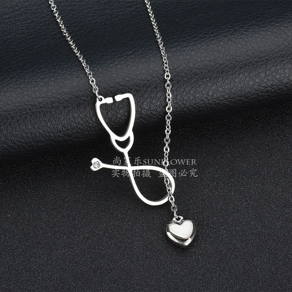 Wholesale silver stainless steel stethoscope Doctor necklace JDC-NE-GSSFL011 necklaces JoyasDeChina Wholesale Jewelry JoyasDeChina Joyas De China