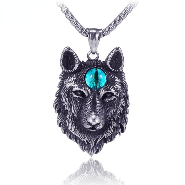 Bulk Jewelry Wholesale silver stainless steel wolf head pendant necklace JDC-MNE-BS020 Wholesale factory from China YIWU China