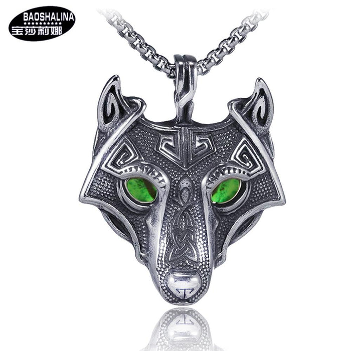 Bulk Jewelry Wholesale silver stainless steel wolf Head Pendant Necklace JDC-MNE-BS029 Wholesale factory from China YIWU China