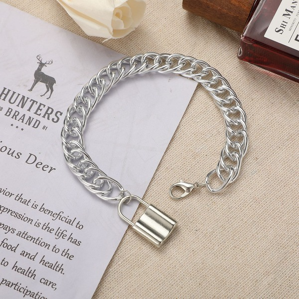 Bulk Jewelry Wholesale silver thick chain hip hop lock pendant alloy Anklet JDC-AS-F400 Wholesale factory from China YIWU China