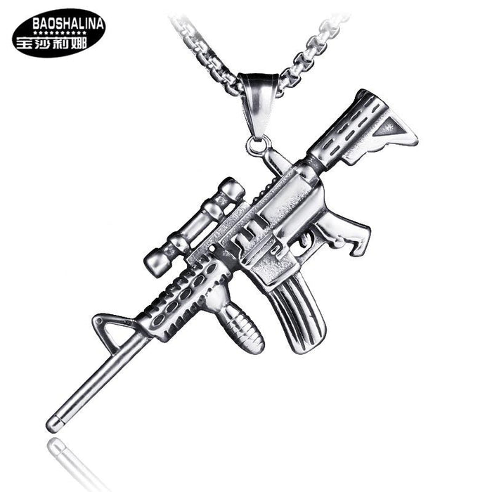 Bulk Jewelry Wholesale silver titanium AK47 pendant necklace JDC-MNE-BS014 Wholesale factory from China YIWU China
