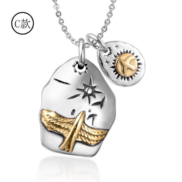 Bulk Jewelry Wholesale silver titanium eagle necklace JDC-CS-SJ025 Wholesale factory from China YIWU China