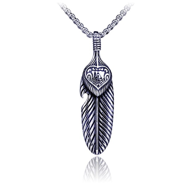 Bulk Jewelry Wholesale silver titanium feather necklace JDC-MNE-BS001 Wholesale factory from China YIWU China