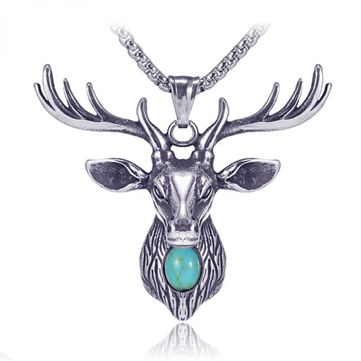 Bulk Jewelry Wholesale silver titanium steel a deer safe pendant necklace JDC-MNE-BS009 Wholesale factory from China YIWU China