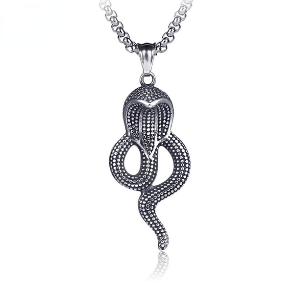 Bulk Jewelry Wholesale silver titanium steel cobra pendant necklace JDC-MNE-BS003 Wholesale factory from China YIWU China