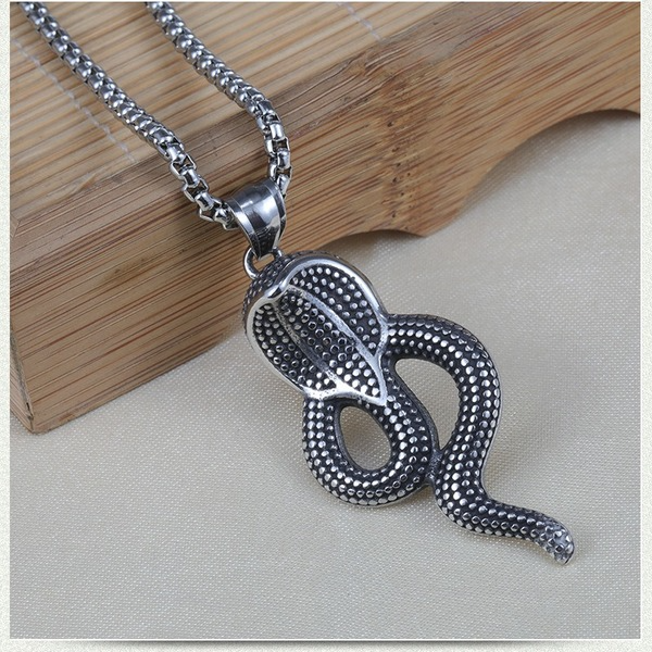 Bulk Jewelry Wholesale silver titanium steel cobra pendant necklace JDC-MNE-BS003 Wholesale factory from China YIWU China