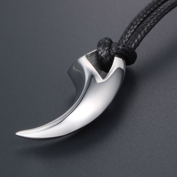 Bulk Jewelry Wholesale silver titanium steel crescent wolf tooth necklace JDC-CS-SJ014 Wholesale factory from China YIWU China