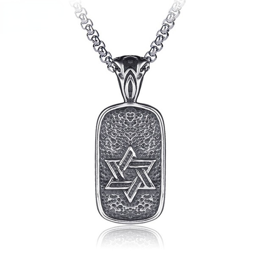 Bulk Jewelry Wholesale silver titanium steel hexagram pendant men's necklace JDC-MNE-BS007 Wholesale factory from China YIWU China