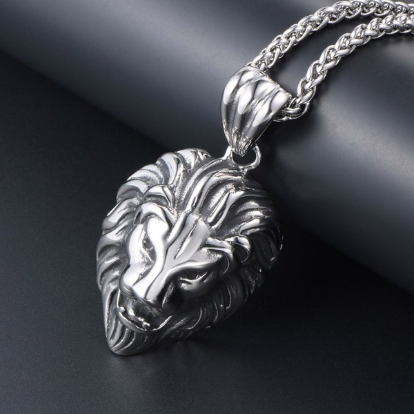 Bulk Jewelry Wholesale silver titanium steel lion head pendant JDC-CS-SJ010 Wholesale factory from China YIWU China