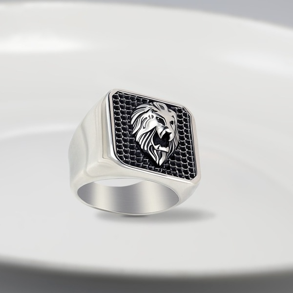 Bulk Jewelry Wholesale silver titanium steel lion ring JDC-MRS-BS019 Wholesale factory from China YIWU China