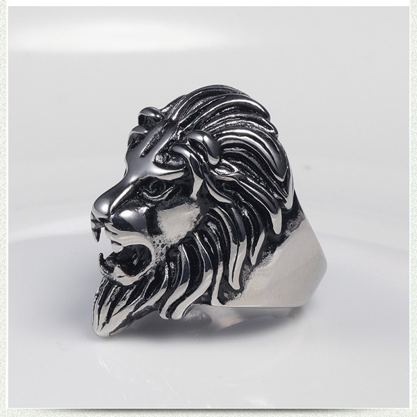 Bulk Jewelry Wholesale silver titanium steel lion totem men's ring JDC-MRS-BS001 Wholesale factory from China YIWU China