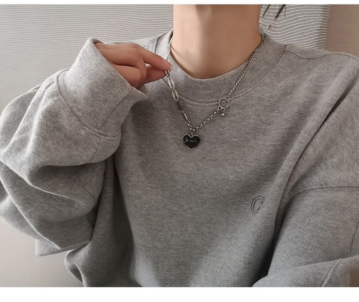 Bulk Jewelry Wholesale silver titanium steel love letter necklace JDC-NE-BY026 Wholesale factory from China YIWU China
