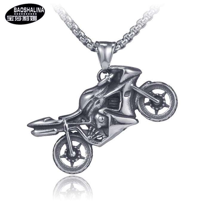 Bulk Jewelry Wholesale silver titanium steel motorcycle pendant men's necklace JDC-MNE-BS011 Wholesale factory from China YIWU China