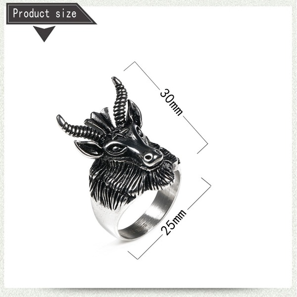 Bulk Jewelry Wholesale silver titanium steel sheep head totem men's ring JDC-MRS-BS008 Wholesale factory from China YIWU China