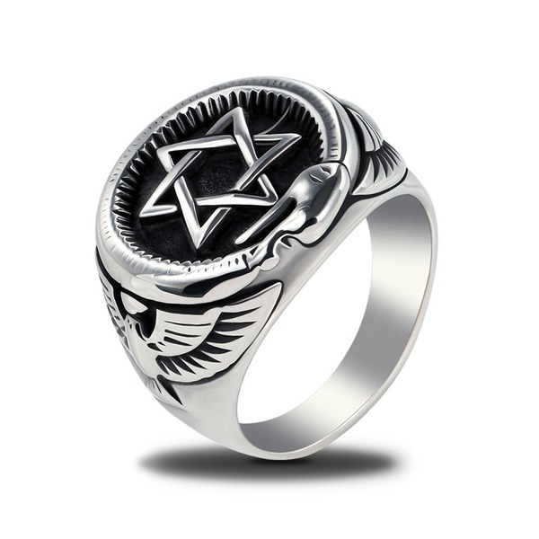Bulk Jewelry Wholesale silver titanium steel six pointed star ring JDC-MRS-BS016 Wholesale factory from China YIWU China