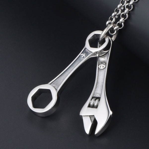 Bulk Jewelry Wholesale silver titanium steel wrench pendant necklace JDC-CS-SJ011 Wholesale factory from China YIWU China