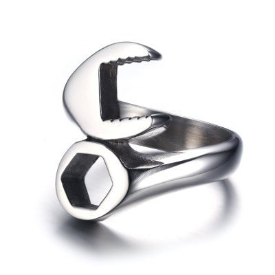 Wholesale silver titanium steel wrench ring JDC-RS-NingL020 Rings 宁蓝 silver Wholesale Jewelry JoyasDeChina Joyas De China