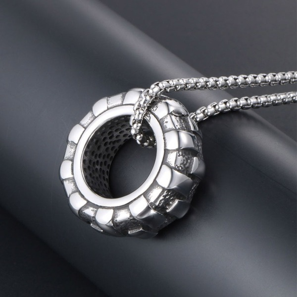 Bulk Jewelry Wholesale silver titanium tire necklace pendant JDC-CS-SJ012 Wholesale factory from China YIWU China