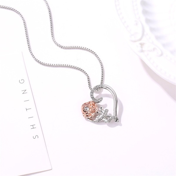Bulk Jewelry Wholesale silver zircon Rose Necklace JDC-NE-A315 Wholesale factory from China YIWU China