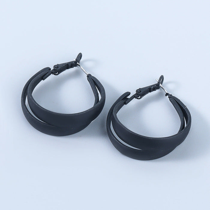 Wholesale simple alloy double layer earrings JDC-ES-JL738 Earrings 氿乐 black Wholesale Jewelry JoyasDeChina Joyas De China