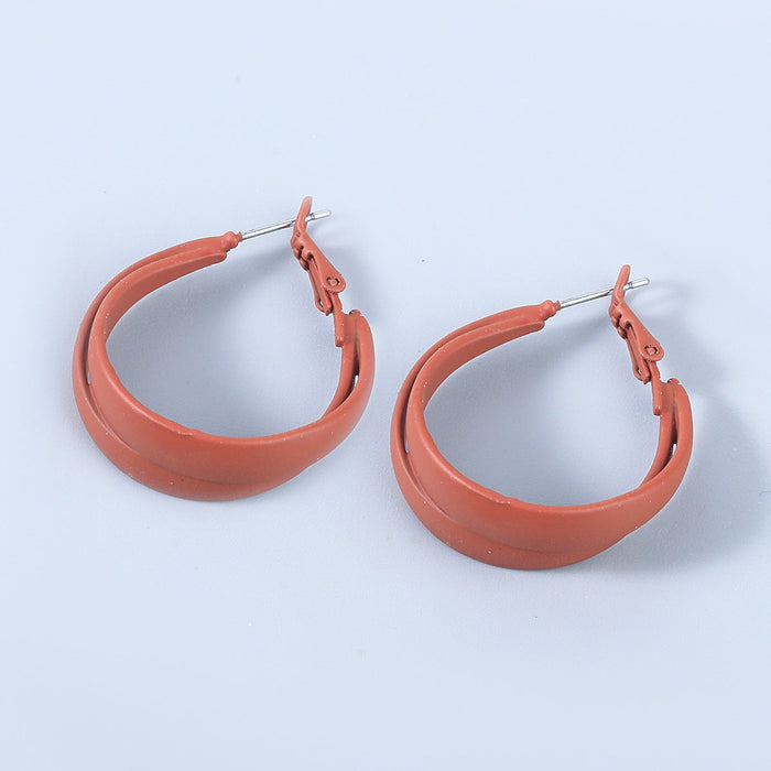 Wholesale simple alloy double layer earrings JDC-ES-JL738 Earrings 氿乐 brown Wholesale Jewelry JoyasDeChina Joyas De China