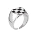 Wholesale simple black and white grid open index alloy Rings JDC-RS-D735 Rings JoyasDeChina Wholesale Jewelry JoyasDeChina Joyas De China
