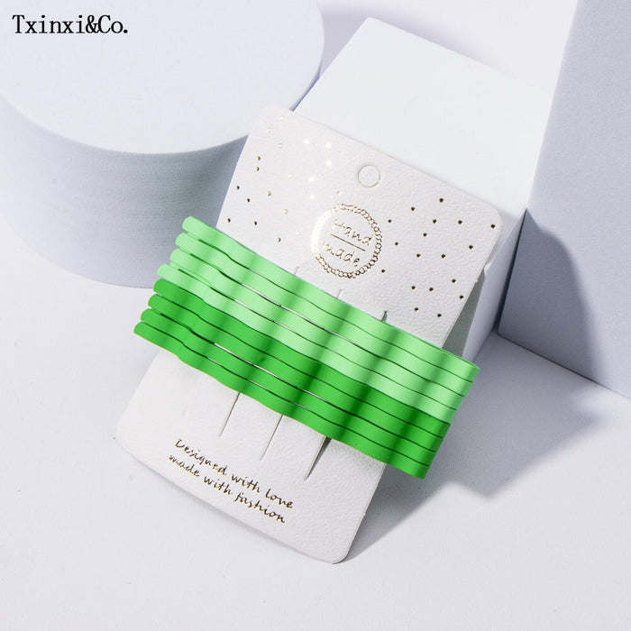 Wholesale simple candy color wavy hair clips JDC-HC-XinX001 Hair Clips 心喜 green Wholesale Jewelry JoyasDeChina Joyas De China